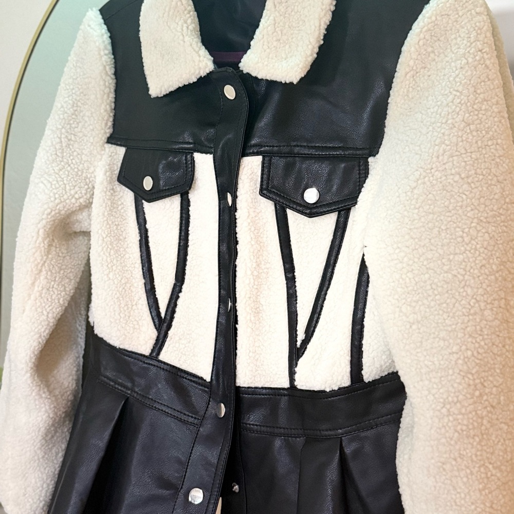 Elegant Black and Cream Teddy Jacket